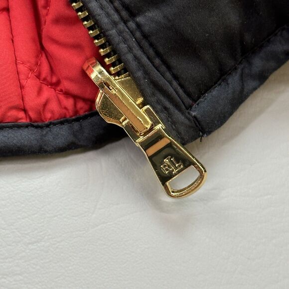 Vintage Lauren Ralph Lauren Vest Womens Medium Reversible Diamond Quilt Crest - Picture 9 of 14